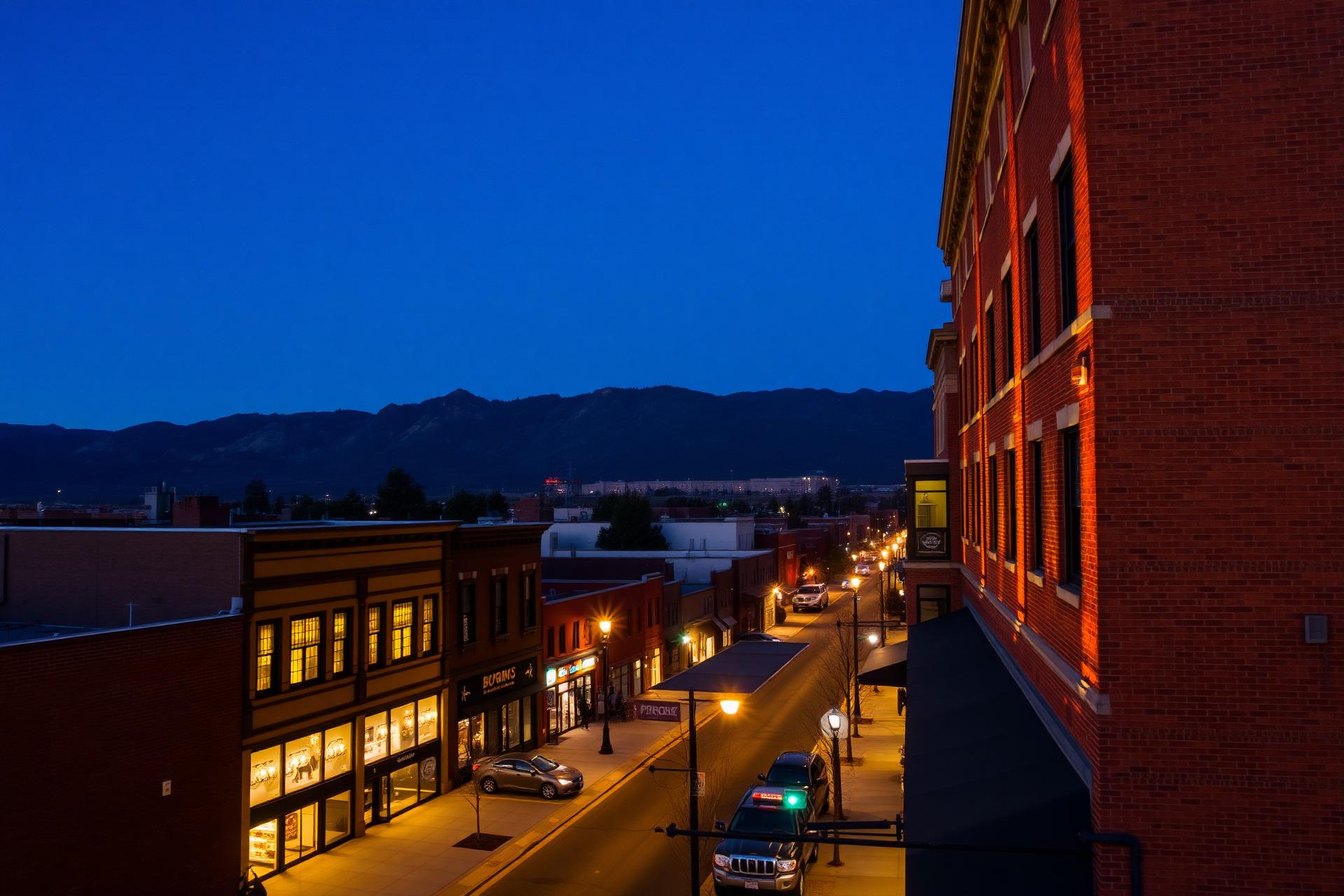 Downtown Wenatchee at twilight